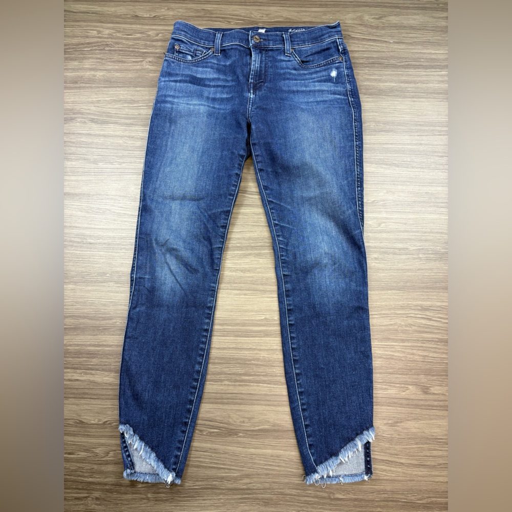 7 For All Mankind The Ankle Skinny Fringe Jeans Size 26